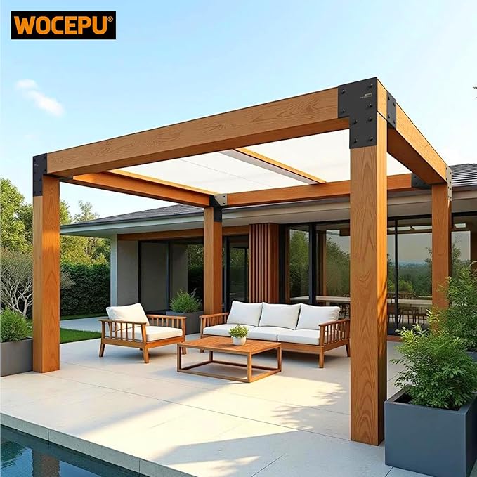 4 Pack Heavy Duty 6x6 (Actual 5.5"x5.5") Stainless Steel Corner Post Caps Tie Bracket , Fit Connecting Wood Gazebo, Deck Patio Post and Wood Beams Bracket (Dark Ggray)