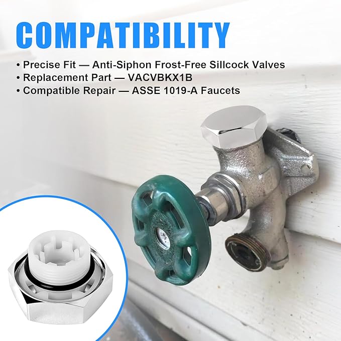Vacuum Breaker Repair Kit VACVBKX1B, Compatible with ASSE 1019-A Outdoor Anti-Siphon Frost-Free Sillcock Faucet Hose Bib Spigot