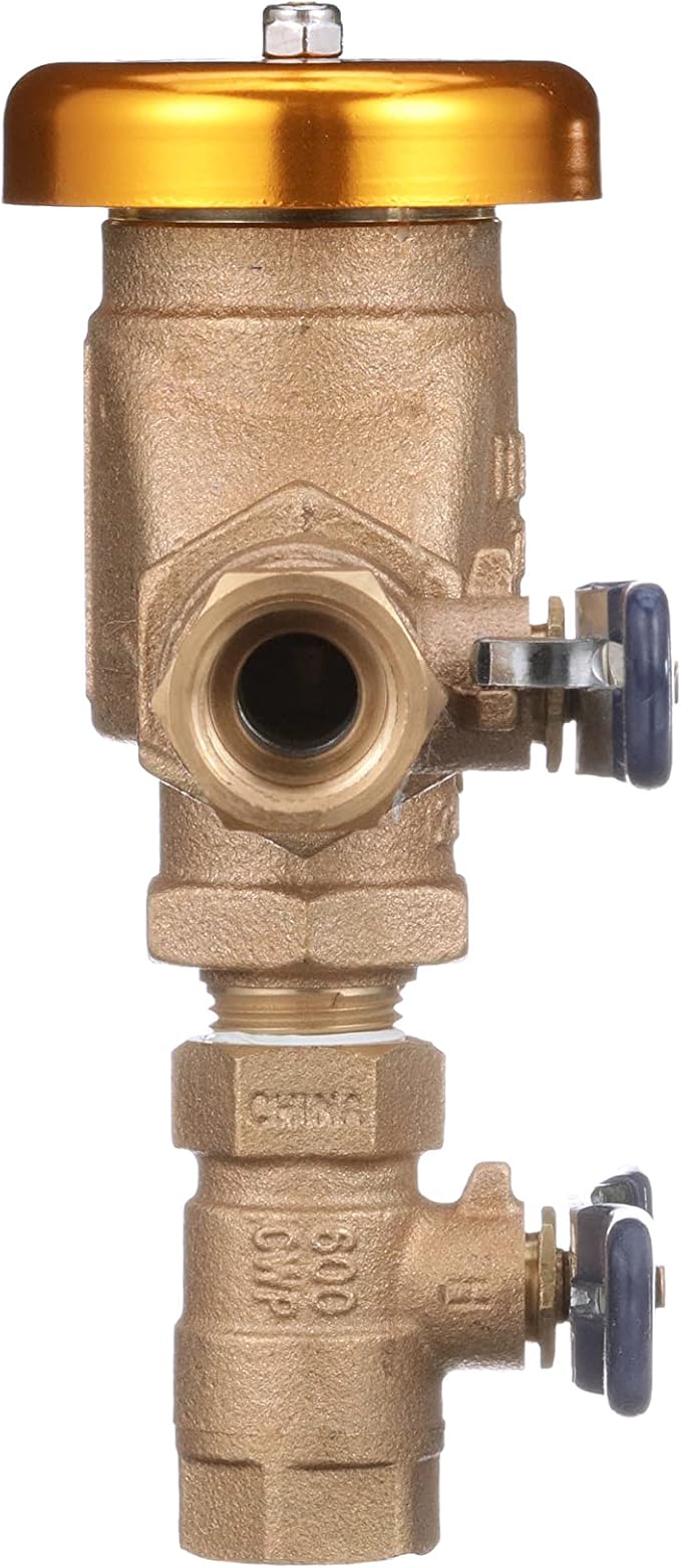 Febco 765 Series 1/2" Bronze Pressure Vacuum Breaker Backflow Preventer, Quarter Turn Shutoff, NPT Connections, Spring-Loaded Check Valves, Max Pressure 150 psi, Industrial Plant, Irrigation System