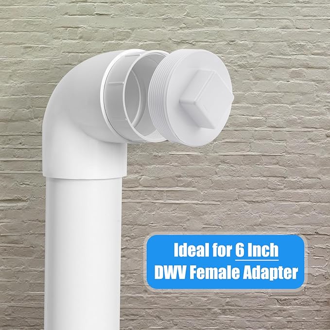 6" PVC Sewer Cleanout Plug Pipe Fitting, DWV Male Adapter Plug, Flush Sewer Cleanout Cap for Drainage Piping System
