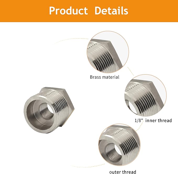 3/4" NPT Male to 1/2" NPT Female Reducer Bushing, 304 Stainless Steel Pipe Hex Bushing NPT Male to Female Reducing Adapter Pipe Fitting for Reducing Pipe (3/4mnpt x 1/2fnpt)