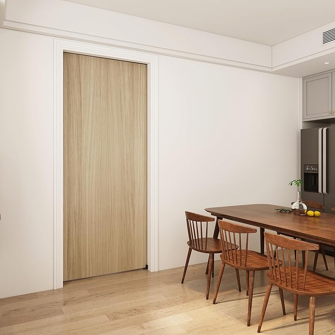 JUBEST 4FT Black Aluminum Pocket Door Hardware Kit, Commercial Grade Sliding Door Track, Easy to Install