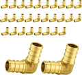 30-Pack PEX Fittings Niikappu 3/4"x3/4" Pex Elbow, Brass Crimp Pipe Fittings for PEX Pipes, ASTM F1807