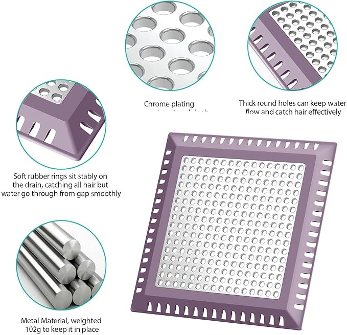 Hair Catcher/Drain Strainer/Shower Drain Cover for Bathroom Floor Drain, Stainless Steel and Silicone (Patented Product)