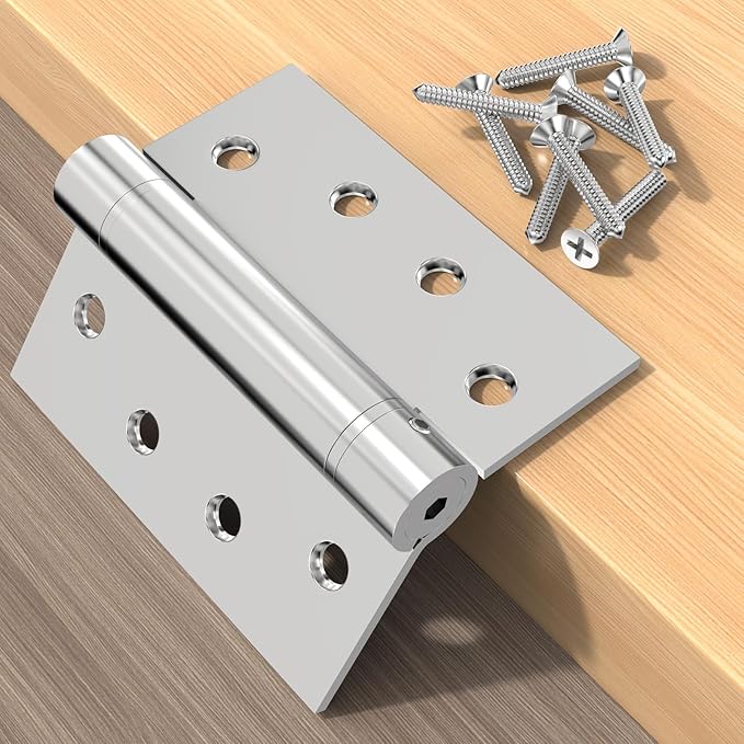 Hinges Self Closing Door Hinges 4 Inch 304 Stainless Steel Hinges Spring Loaded Hinges with Adjustable Tension Square Corners Heavy Duty Hinges 2 Pack