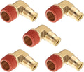 5PCS DOT Approved Quick Push to Connect Fittings, Brass 90 Degree Union Elbow 1/4" Tube OD x 3/8" NPT Thread Air Brake Line Adapter Air Suspension Kit for Car Truck Trailers