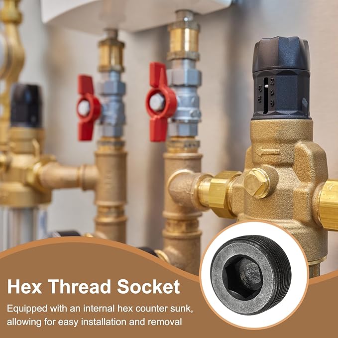 Pipe Plug Carbon Steel Internal Hex Thread Socket Pipe Plug Fitting - Fitting for (Sealing Port - Air Tanks - Water Outlets) 1-1/2 Inch NPT Male