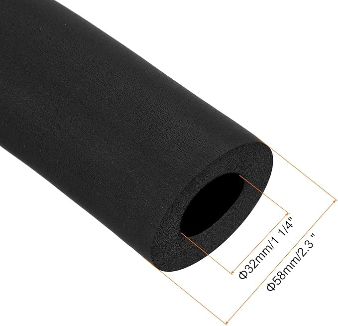uxcell Foam Tubing for Handle Grip Support, Pipe Insulation Outside Pipe Lagging, 32mm(1 1/4") ID 58mm OD 1m Black