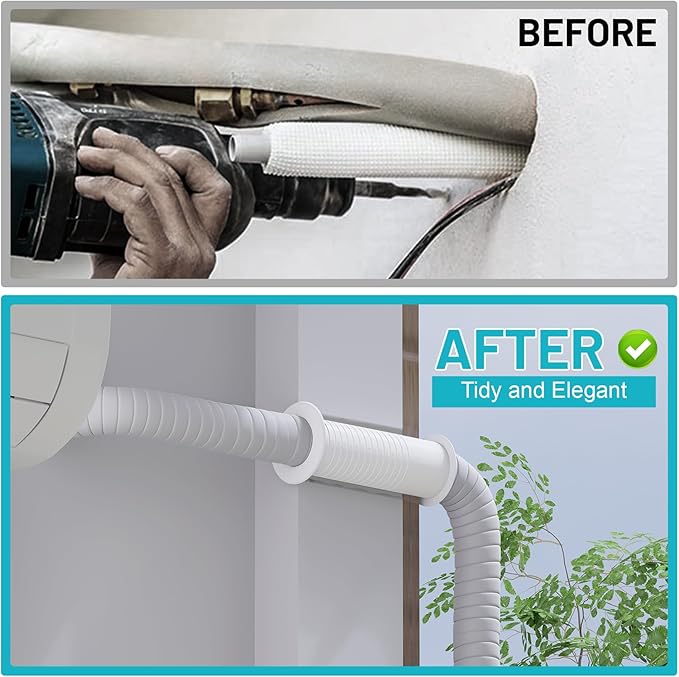 Mini Split Cover Wall Sleeve for AC Line Set, Line Set Covers for Outside Units, Mini Split Line Set Cover for Air Conditioning Systems, AC Sleeve Through The Wall, Pipe Accessories
