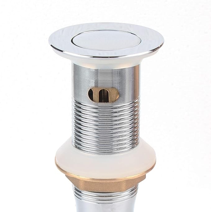 Polished Chrome Pop Up Sink Drain with Overflow, Bathroom Faucet Vessel Vanity Sink Drain with Detachable Basket Stopper