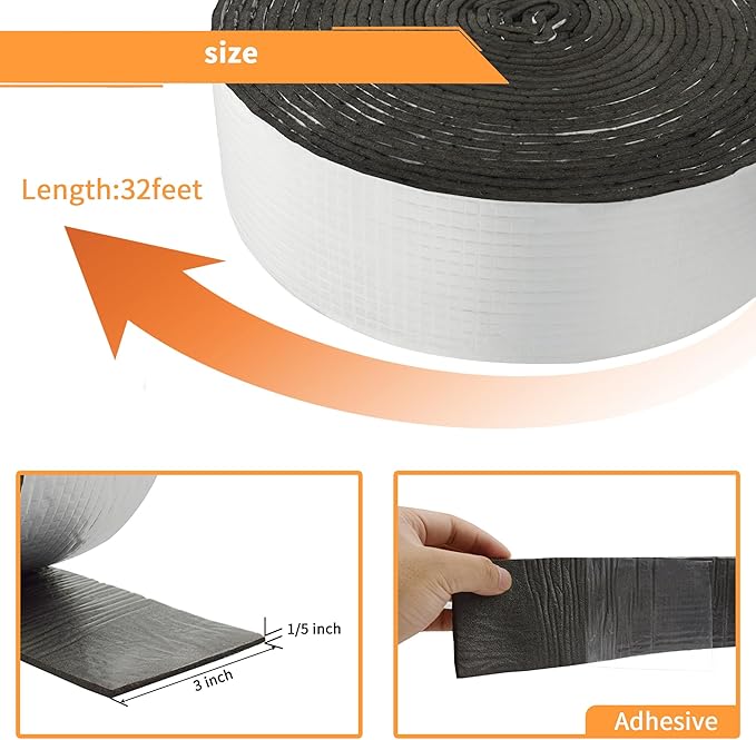 DOBTIM Foam Foil Pipe Insulation Wrap 3 in x 32 ft,Reflective Foil Insulation Tape Self Adhesive with High Resilience for Pipe Insulation Wrap