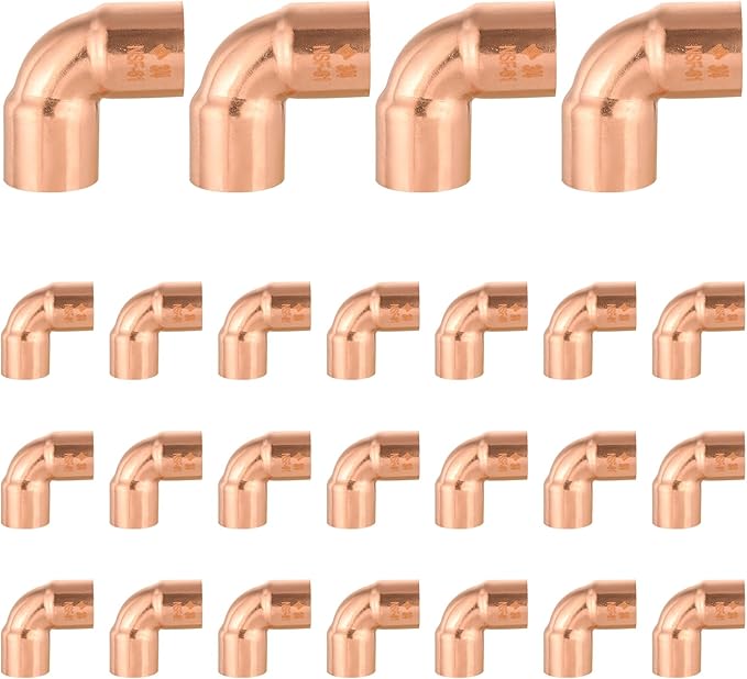 25-Pack HeSun Copper Fittings, 3/4-Inch Short Radius 90-Degree Copper Elbow, C x C with Sweat Solder Connection(COPPER008)
