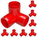 FORMUFIT 3/4” 3-Way Elbow Furniture Grade PVC Fitting in Red, Made in USA, UV-Resistant, Impact-Proof, 1.050” Actual Socket Diameter (Pack of 8)