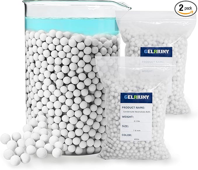 Condensate Neutralizer 6.6 lbs, 2-Packs, Acidic Condensate Neutralizer Pellets, 7-8mm Pellets for Water Heater Media Filter(2 Packs)