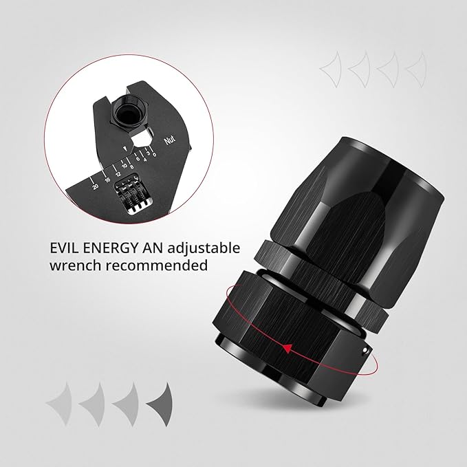 EVIL ENERGY 20AN Hose End Fitting Straight Swivel for CPE Braided Hose Black 2PCS