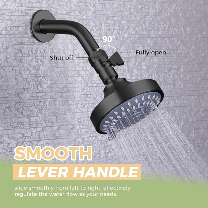 Shower Shut off Valve Matte Black, Brass Bathroom Water Restrictor for Shower Head