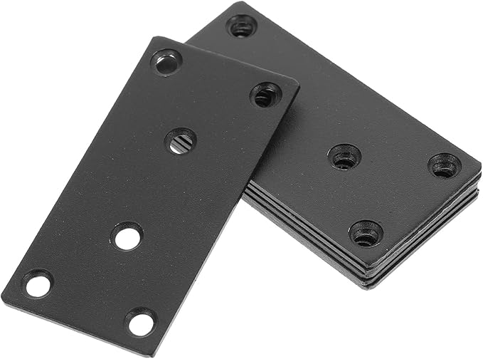 6 Sets Black Heavy Duty Metal Mending Plates with Screws Straight Flat Stainless Steel Reinforcement Brackets for Wood Furniture Fixing and Joining Shelf and Timber Brace Plates