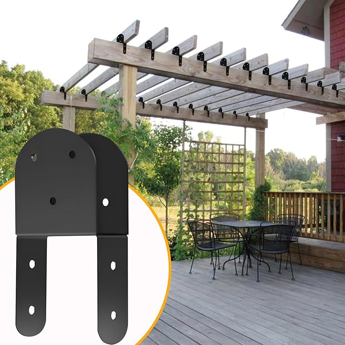 4 Pcs 2"x 4" Deck Post Caps Tie Brackets ,Ineer Size(1.6"x 3.6") 14 Gauge Post Base Steel Post Anchor Connector Support Fence Post Brackets for Posts to Wood