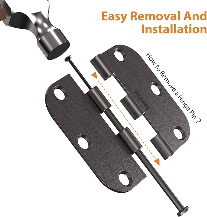 Door Hinges Oil Rubbed Bronze - 18 Pack Bronze Door Hinges 3.5 Inch Rounded Interior Door Hinge with 5/8" Radius - 3 1/2 Inch Door Hinge for Residential Standard Indoor Exterior Doors