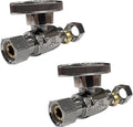 (2Pc) EZ-Fluid Plumbing Straight Angle Stop Valve 3/8-Inch O.D Female Compression x 3/8-Inch O.D Male Comp.Lead-Free Brass Quarter Turn Water Shut Off Repair Add On Stop Ball Valve