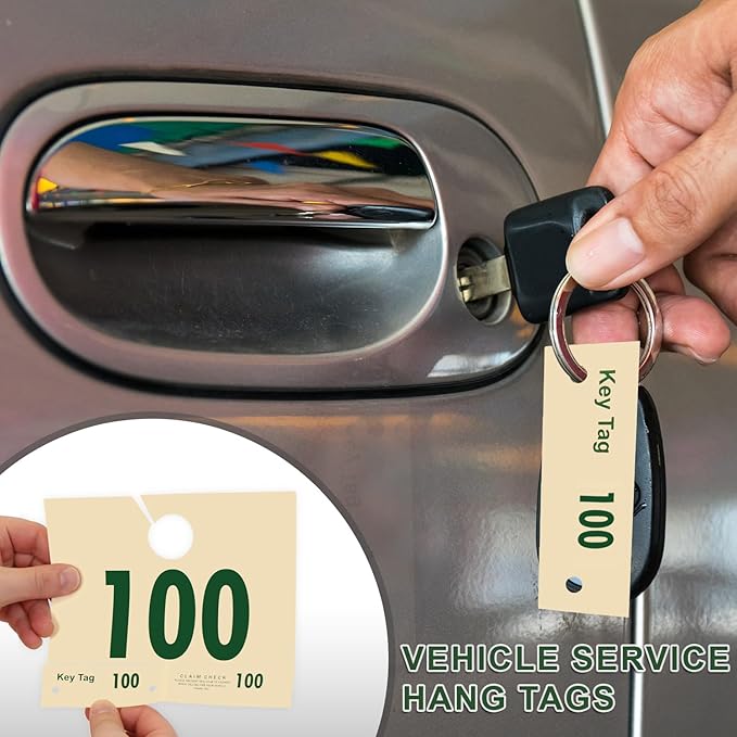 SmartSign 1000-Pack Vehicle Hang Tags, 6" x 7" Double-Sided Car Service Valet Tags with Sequential Numbering 000-999, Dispatch Numbers