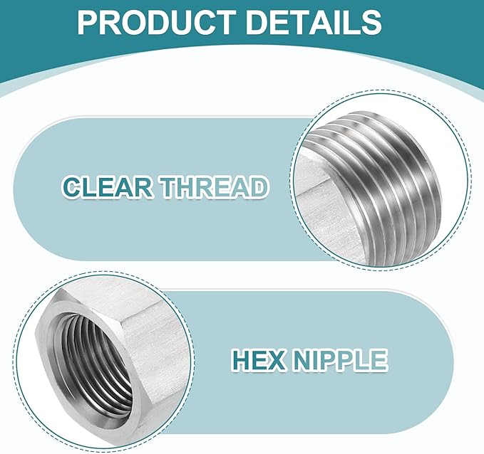 uxcell Pipe Fitting Reducing Adapter, 1/2" NPT Male x G3/8" Female 304 Stainless Steel Reducer Connector for Water Oil Air Pressure Gauge, Silver