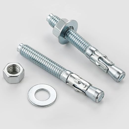 1/2x8 10Pcs Inch Standard Fasteners for Heavy-Duty Zinc Wedge Anchors for Cement and Concrete