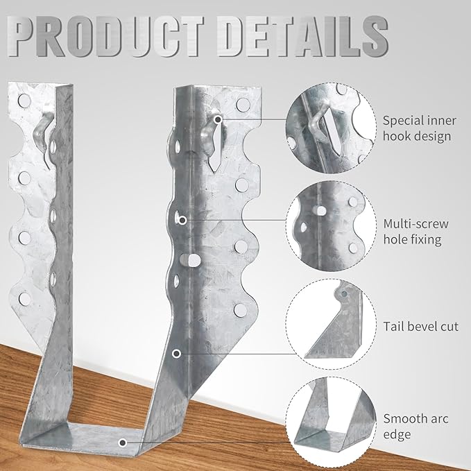 25PCS 2x8 Joist Hangers, 20 Gauge Double Shear Face Mount Rafter Brackets for Wood, Hurricane Rafter Ties Clips LU28 for Rafters, Decks, Floors and Ceiling Trusses, Lumber Beam Connectors