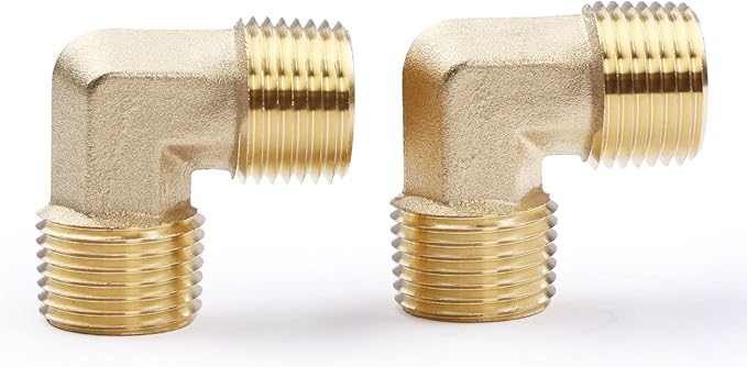 U.S. Solid 2pcs 90 Degree Barstock Street Elbow Brass Pipe Fitting 1/2" NPT Male Pipe to 1/2" NPT Male