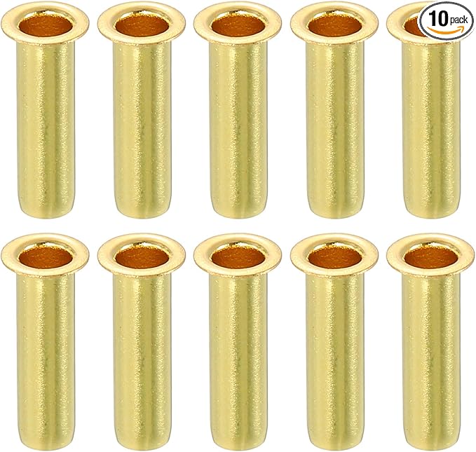 uxcell 10Pcs Fit for 4mm(3/16") Tube ID Brass Compression Fitting, Insert Tube Support Compression Sleeve Fitting, Sleeve Ferrules for Water Oil Air Pipe