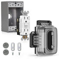 ELEGRP Outdoor GFCI Outlet with in Use Cover and Box Kit, 1 Gang, 15 Amp TRWR Self-Test GFI Receptacle, Extra Duty Metallic Electrical Outlet Box, Lockable in Use Cover, UL Listed, White, 1 Pack