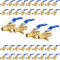 40-Pack Foskan 3/4" Brass PEX Expansion Drop Ear Ball Valve with Blue Handle, Full Port Shut-off Valve for Hot and Cold Water Distribution