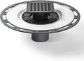 Square Shower Drain, 4" Matte Black 304 Stainless Steel Drain Grate Removable Drain Key with PVC Bonding Flange Base for Low Profile Floor Tiles, CUPC Certified