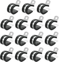 uxcell 3/4"(18mm) Cable Clamp, 304 Stainless Steel Rubber Cushioned Insulated R Shape Metal Clamp Tube Holder for Pipe Hose Wire Cord Installation 15Pcs