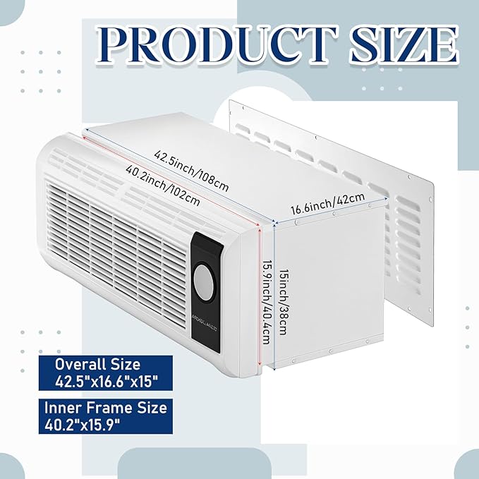 Geelin Wall Sleeve 42" x 16" with Exterior Ventilation Grille Includes Condensate Drain Kit, Insulated Metal Sleeve Packaged Terminal Air Conditioner Compatible with PTAC and PTHP