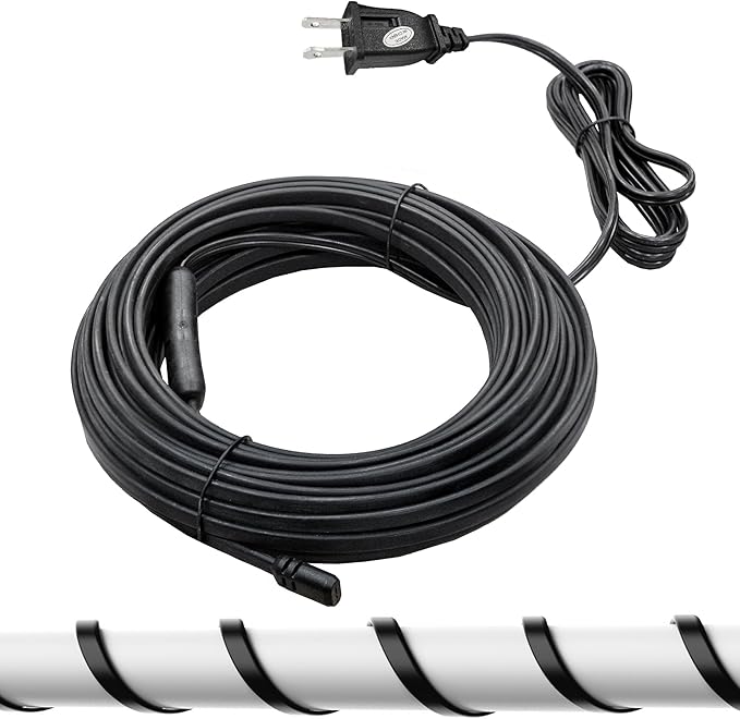 Giraffe Tools 50FT Heating Cable for Pipe Heavy-Duty, Self-Regulating, Freeze Protection for Roof, Plastic and Metal Water Pipes 120V 533W, Down to -40℉