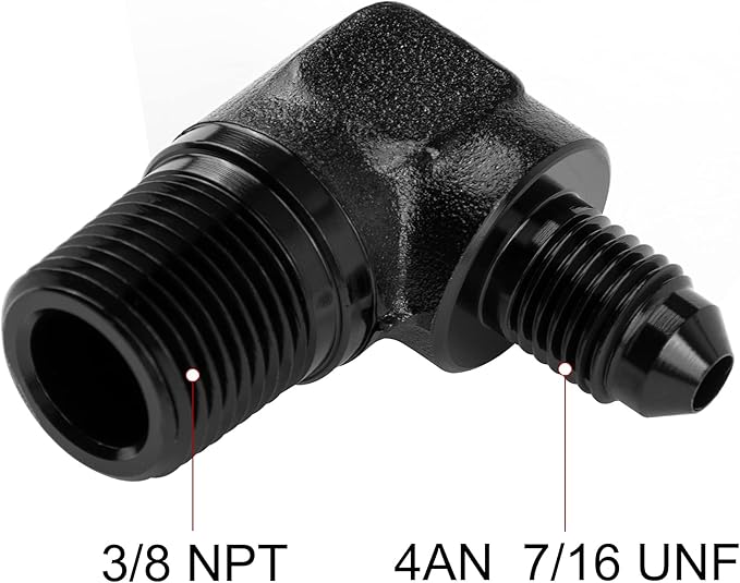 EVIL ENERGY 4AN to 3/8" NPT Male 90 Degree Fitting Adapter Aluminum 2PCS
