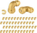 (Pack of 50) Niikappu 3/4 Inch x 1/2 Inch Reducing Elbow Brass Fitting, Push to Connect Plumbing Brass Fittings, PEX, Copper, CPVC, PE-RT Pipes