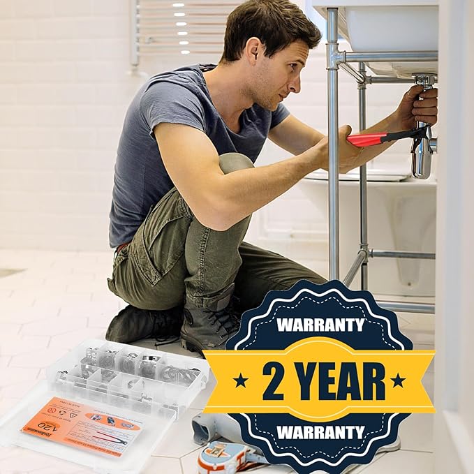 𝟭𝟮𝟬𝗣𝗖𝗦 𝟭𝟭 𝗦𝗶𝘇𝗲𝘀 𝗦𝗶𝗻𝗴𝗹𝗲 𝗘𝗮𝗿 𝗛𝗼𝘀𝗲 𝗖𝗹𝗮𝗺𝗽𝘀 304 Stainless Steel, 6-33.1mm Stepless Cinch Rings Crimp Assortment Kit with Ear Clamp Pincer for Securing Pipe Hose By Hydencamm