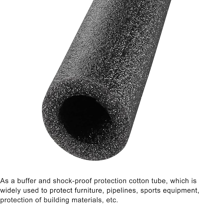 MECCANIXITY Foam Tube Sponge Protective Sleeve Heat Preservation Black Sleeve Polyethylene Pipe 15mm(0.6 Inch) ID for Pipe Insulation, Pack of 2