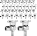(Pack of 40) Seelink Pex Crimp 1/4 Turn Angle Stop Valve, 3/8" OD Compression x 1/2" Pex Barb Crimp (F1807), Chrome Plated Brass(VALVE076-40Pack)