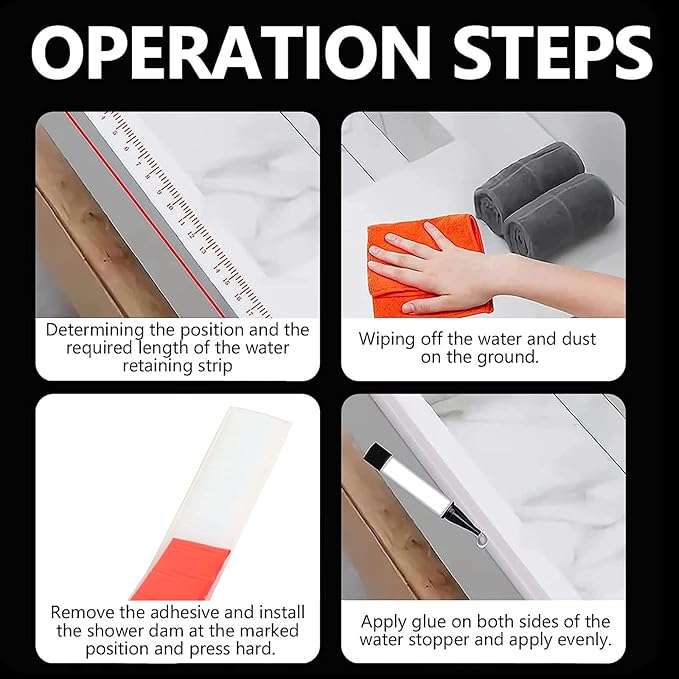 Raycity Shower Threshold Water Dam Barrier,Shower Door and Kitchen Water Strip Dam Shower Guard for Dry And Wet Separation Caulk Seal Strip Edge Trim(67Inches/Grey)