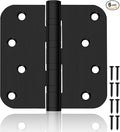 6 Pack 4" Heavy Duty Door Hinges with 5/8'' Radius Corner, 4in x 4in Stainless Steel Door Hinges for Exterior & Interior Doors, Smooth and Quiet (Black)