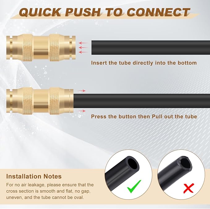5/32" Quick Push to Connect Fittings Brass Union Straight Joint DOT Approved 5/32 inch tube OD Air Line Adapter Air Spring Suspension Kit for Car Truck Trailers and Air Brake System 5pcs
