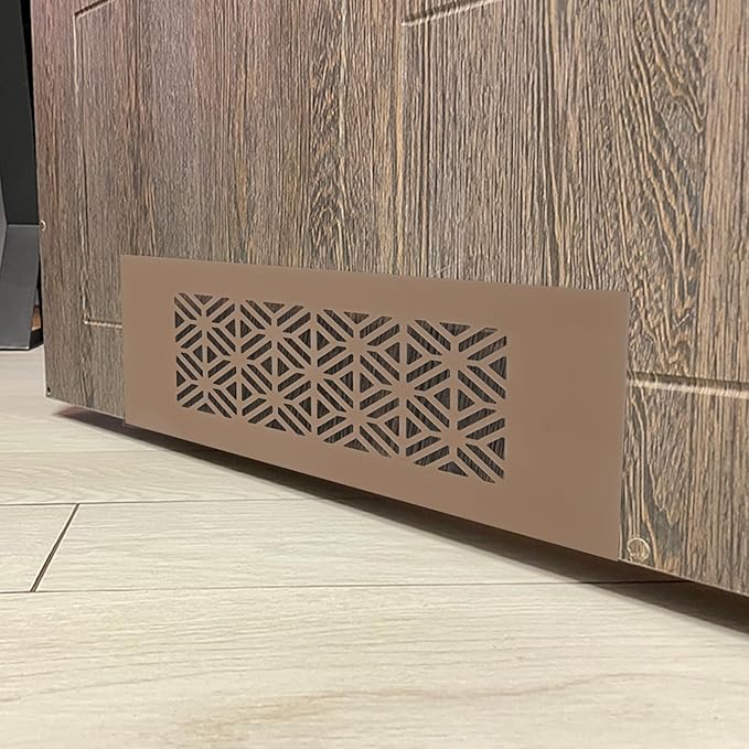PATIKIL 16 x 3 Inch Door Air Vent Cover, 2 Pcs Heavy Duty Aluminum Grille Ventilation Cover Louvered with Mounting Screws for Cabinet Wardrobe Door, Brown