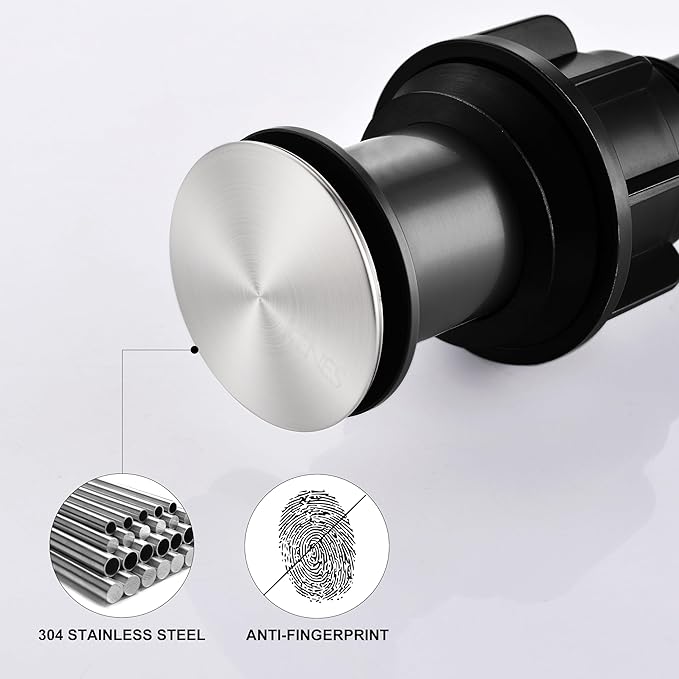 KENES Bathroom Vessel Sink Pop Up Drain Without Overflow Assembly, Lavatory Vanity Sink Drain Stopper,Anti-Clogging Drain Strainer, Brushed Nickel, KE-P300A