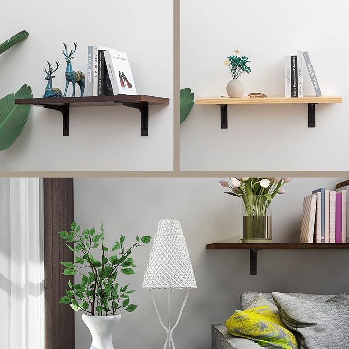 24 x14.2 INCH Shelf Brackets,L Shelf Brackets,Vertical Angle, Premium Alloy Metal Heavy Duty Shelf Bracket, high Strength Mounting Hardware Included, Corner Brace Joint,Pack of 2.