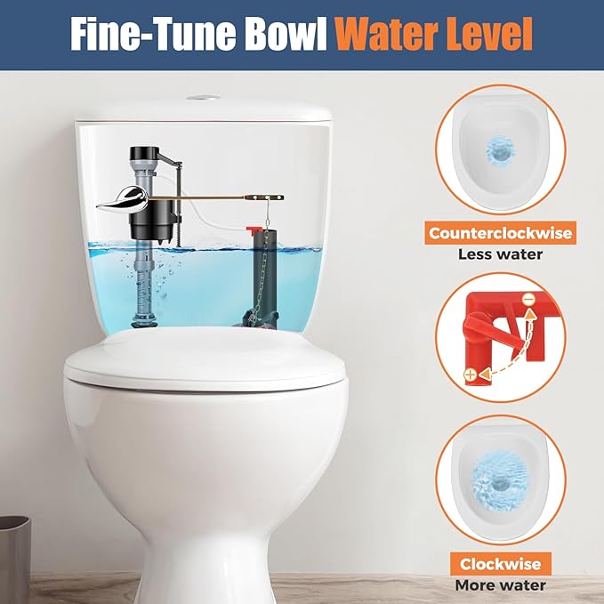 Universal Toilet Fill Valve Replacement Kit, Toilet Repair Kit Inside Tank, Height Adjustable & Water-Saving, Quiet & Anti-Siphon, Easy to Install (3-Pack)
