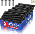 4x10 Floor Regsiter Vent Covers for Home Floor Wall Ceiling - Black with Screws for Easy Installation - Heavy Duty Steel Walkable Finish for Quiet Adjustable Air Vent Cover 4‘’ x 10‘’- 5 Pack