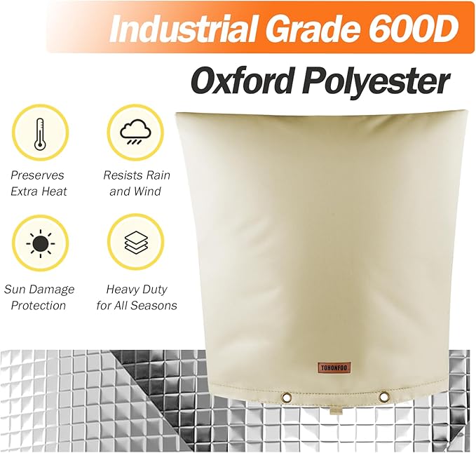 Backflow Preventer Pipe Insulation Cover (5°F) - Irrigation Sprinkler Valve Insulated Pouch - Water Well Pump Cover - Sturdy 5 Layers for Winter Freeze Protection, 36" W x 36" H, Beige
